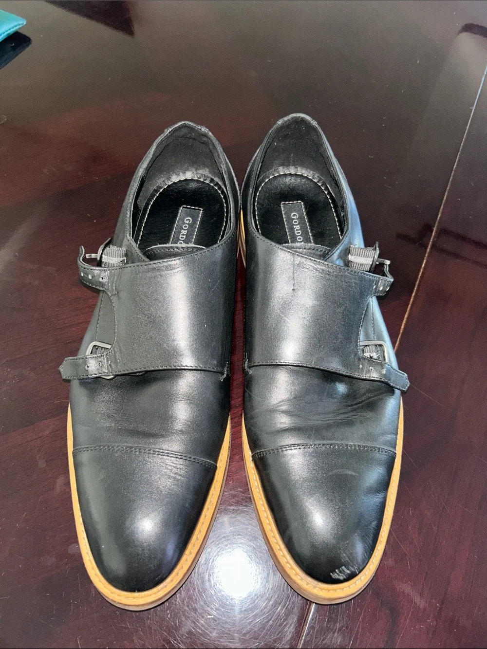Gordon Rush Black Leather Slip-On Loafer with Contrast Stitching Size 9